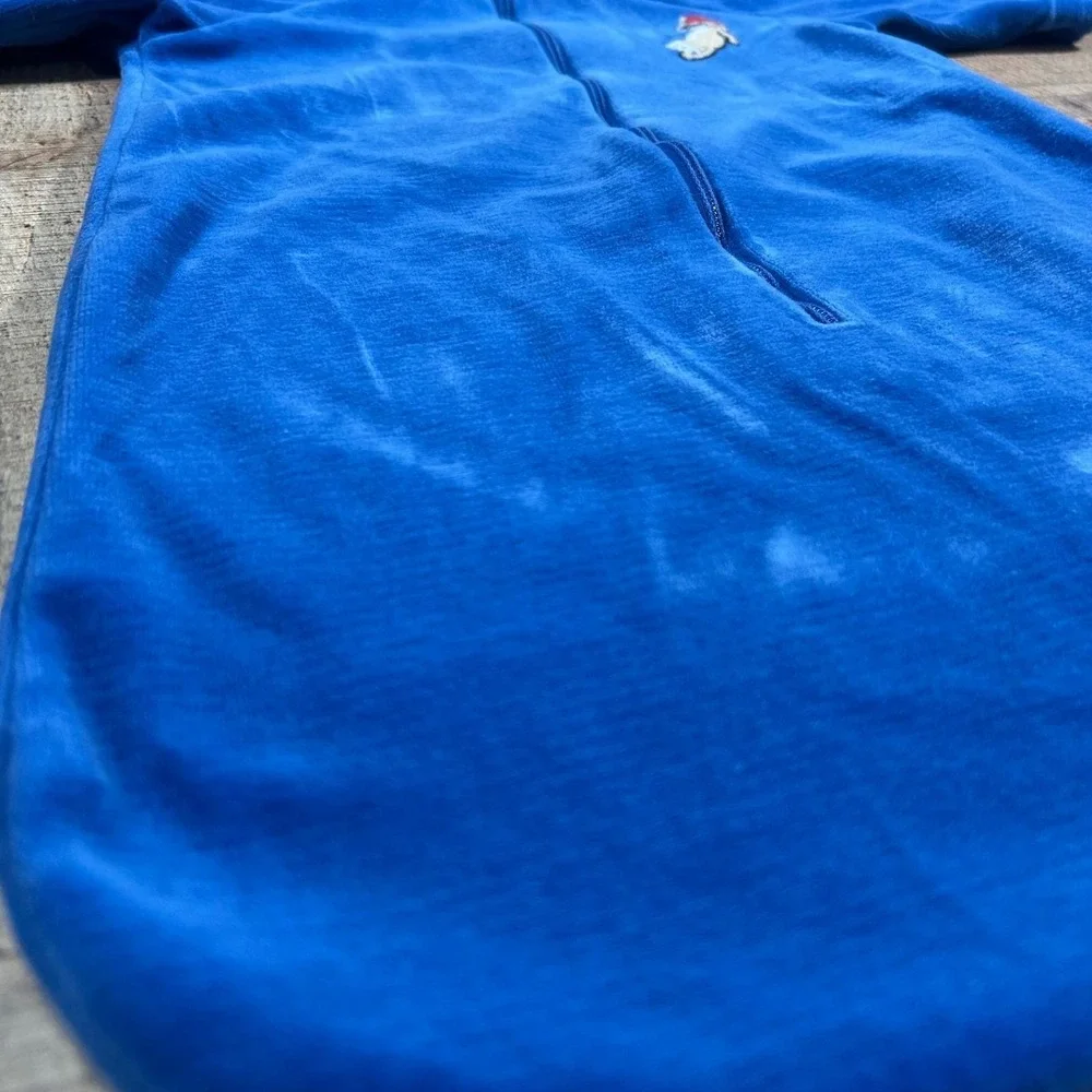 Vintage 70s Little Me by Lois Baby Bunting Sleep Sack Blue Velour Christmas USA